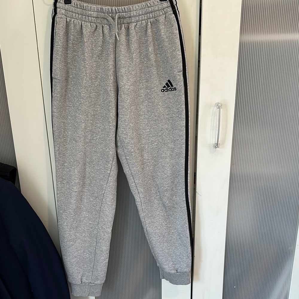 Adidas Gray Jogger Sweatpants with Elastic Waistband